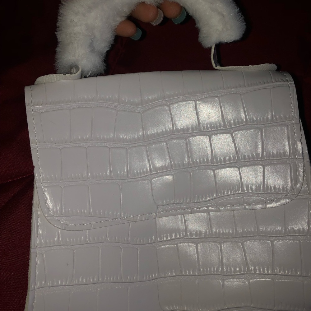 White leather mini hand bag